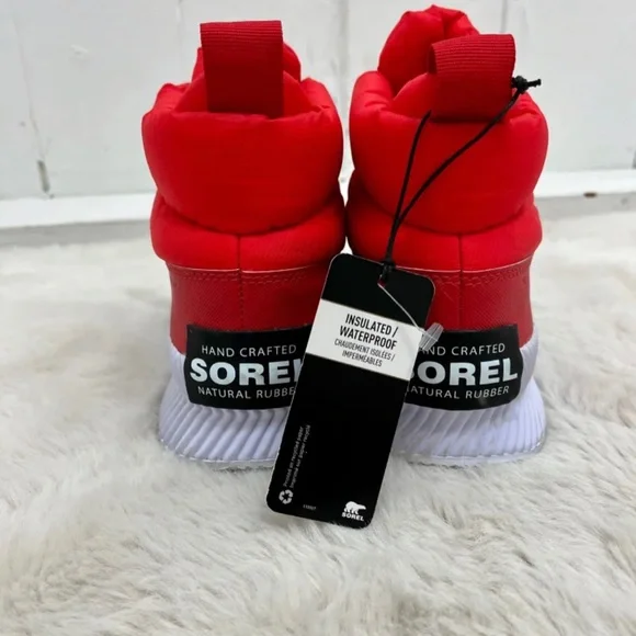 Sorel Out N About Red Puffy Zip Up Snow Winter Boots Size 6.5 - Picture 3 of 8